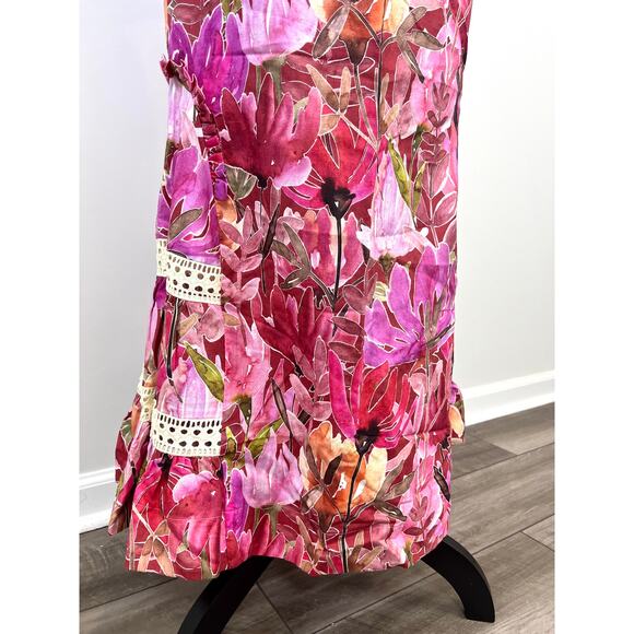 Isla & White Berta Summer Floral Caribbean Midi Skirt in Pink Multi Medium Lined - Picture 4 of 4